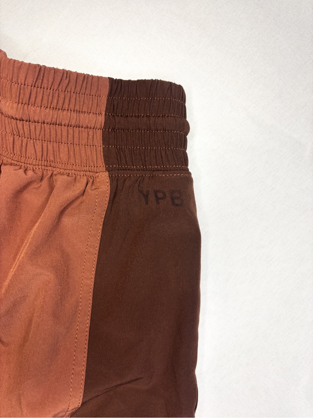 YPB Women’s Two-Tone Rose and Maroon Athletic Shorts with Contrast Panels - Picture 5 of 6